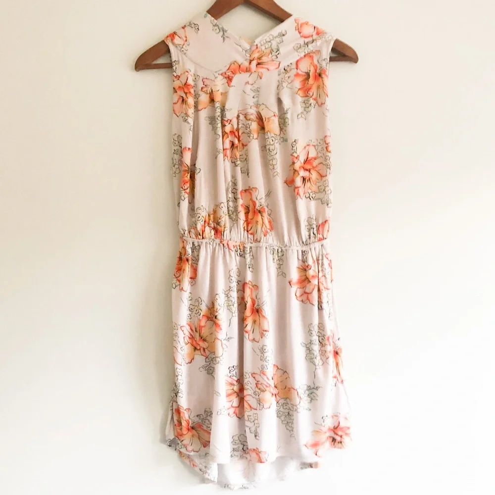 Free People Orange Floral Jersey Dress